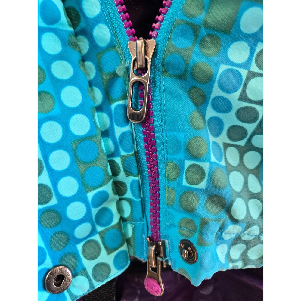Under Armour Women S Teal Blue Geometric Dot Print Hooded Ski Jacket Pockets - Picture 16 of 16